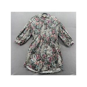 Sofia Made in Italy Dress Paisley Animal Print Button Down Shirt 3/4 Sleeve L